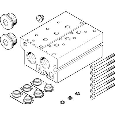 Festo VABM-B10 series 2 station NPT 3/4 Manifold for use with Solenoid And Pneumatic Valve, 8026404