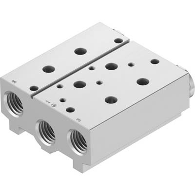 Festo VABM-B10 series 2 station NPT 1/2 Manifold for use with Solenoid And Pneumatic Valve, 8026386