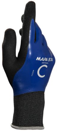 Mapa Krytech 574 Black, Blue Nitrile Abrasion Resistant, Anti-Static, Cut Resistant, Dirt Repellent, General Purpose,