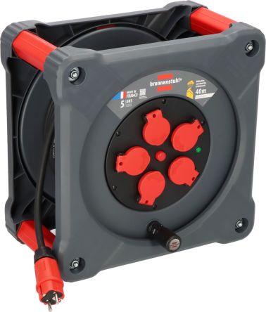 brennenstuhl 40m 5 Socket Type E - French Cable Reel Semi-enclosed Reel, 230 V, IP44