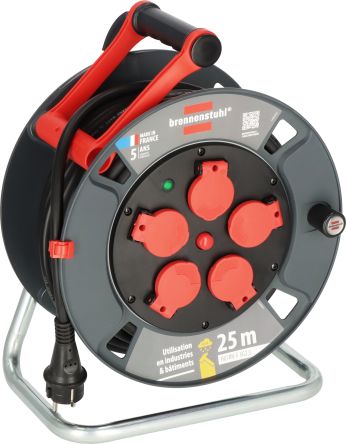 brennenstuhl 25m 5 Socket Type E - French Cable Reel Open Reel, 230 V, IP44
