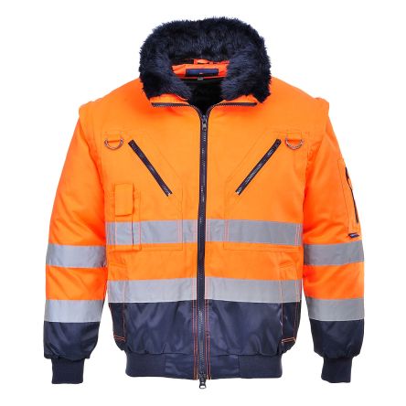 Portwest PJ50 Orange/Navy Unisex Hi Vis Jacket, XL