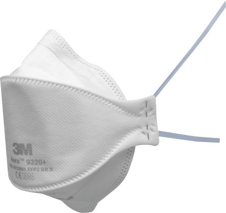 3M 9300+ Series Respirator Mask for General Purpose Protection, FFP2, Non-Valved, Fold Flat 5Each per Package