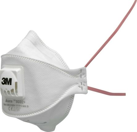 3M Aura 9300+ Series Respirator Mask for General Purpose Protection, FFP3, Valved, Fold Flat 5Each per Package