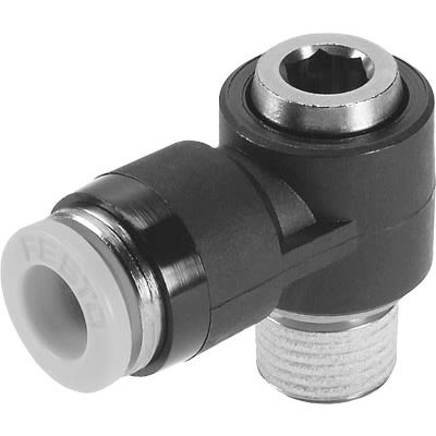Festo QSLV Series Push-in Fitting, NPT 3/8 Male to 3/8 in, Threaded-to-Tube Connection Style, 190761