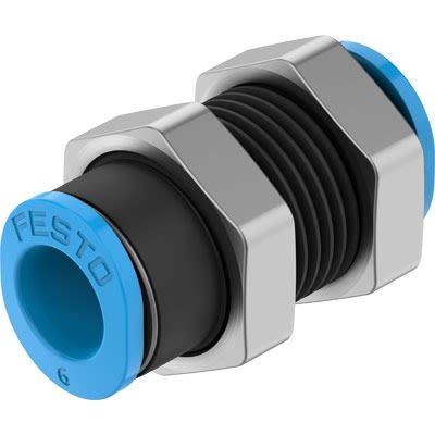 Festo QSMS Series Bulkhead, 6 mm to 6 mm, Tube-to-Tube Connection Style, 130781