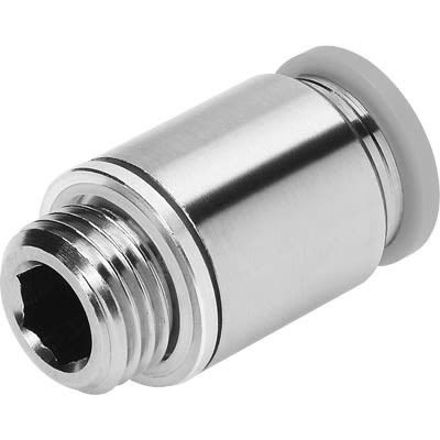 Festo QS Series Push-in Fitting, R 1/8 Male to 1/4 in, Threaded-to-Tube Connection Style, 183741