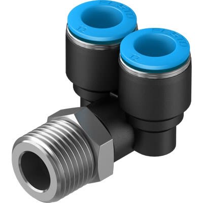 Festo QSYL Series Push-in Fitting, NPT 1/2 Male to 1/2 in, Threaded-to-Tube Connection Style, 153793
