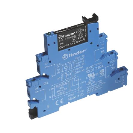 Finder 38 Series Electromechanical Interface Relay, DIN Rail Mount, 230V ac Coil, SPDT, 2-Pole, 8A Load