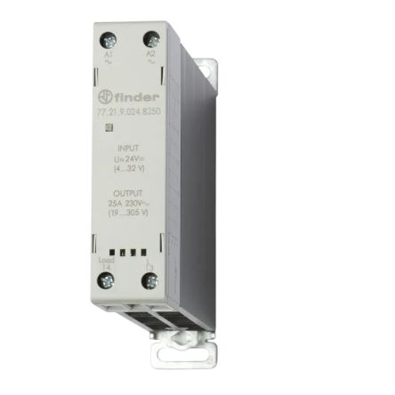 Finder 77 Series Series Solid State Relay, 25 A Load, DIN Rail Mount, 230 V ac/dc Load, 230 V ac/dc Control
