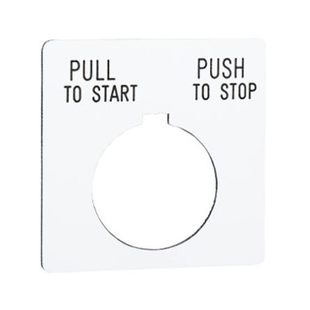 Schneider Electric Blank Legend Plate for Use with Push Button, Pull to Start, Push to Stop