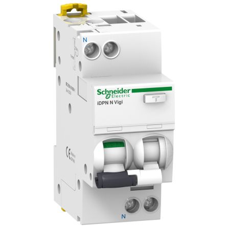 Schneider Electric RCBO, 10A Current Rating, 1P + N Poles, 30mA Trip Sensitivity, Type B, Acti9 Range