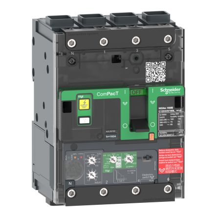 Schneider Electric, ComPacT MCCB 4P 100A, Breaking Capacity 50 kA, Fixed Mount