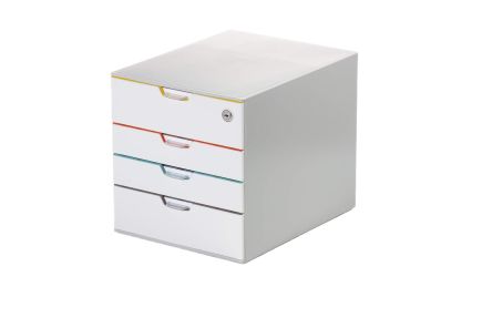Durable 4 Drawer Storage Unit, Plastic, 292mm x 280mm x 356mm, Multi-Colour