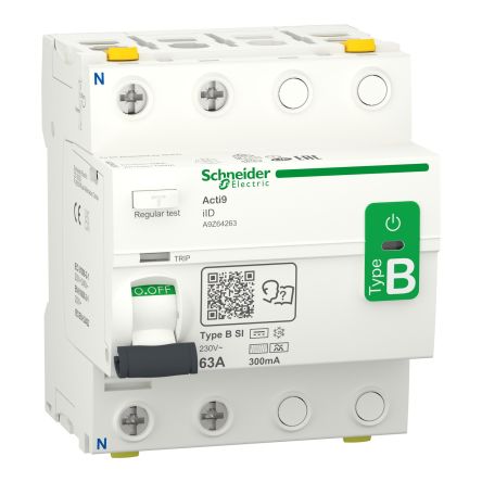 Schneider Electric Acti9 iID RCCB, 63A, 2 Pole, 300mA, Type B-SI, 230V ac