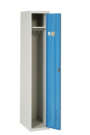 AKAZE 1 Door Vented Metal Blue, Light Grey Locker, 1800 mm x 300 mm x 500mm