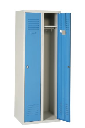 AKAZE 2 Door Vented Metal Blue, Light Grey Locker, 1800 mm x 600 mm x 500mm