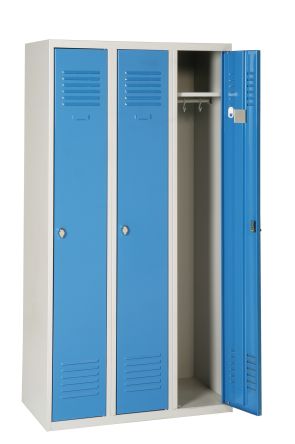 AKAZE 3 Door Vented Metal Blue, Light Grey Locker, 1800 mm x 900 mm x 500mm