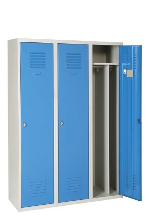AKAZE 3 Door Vented Metal Blue, Light Grey Locker, 1800 mm x 1200 mm x 500mm