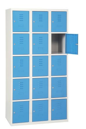 AKAZE 3 Door Vented Sheet Steel Blue, Light Grey Locker, 1800 mm x 1200 mm x 500mm