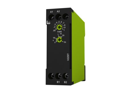 Tele Veo Series DIN Rail Mount Timer Relay, 12 → 240V ac/dc, 2-Contact, 60min, 1-Function, SPST