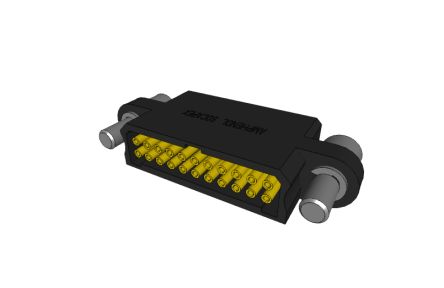 Amphenol Socapex MHDAS Series Straight PCB Mount PCB Connector, 22 Contact(s), 1.27mm Pitch, 2 Row(s), Shrouded