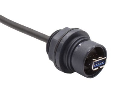 Bulgin Straight, Panel Mount, Socket- Single Port Type A to B USB 3.0 IP66, IP68, IP69K USB Connector