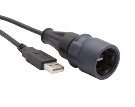 Bulgin USB 2.0, Male USB 2.0 to Male USB A, 3m