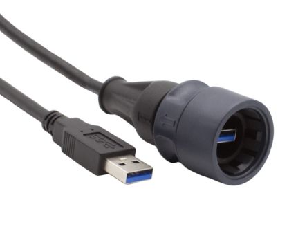 Bulgin USB 3.0, Male USB to Male USB, 1.5 → 480Mbps, 3m