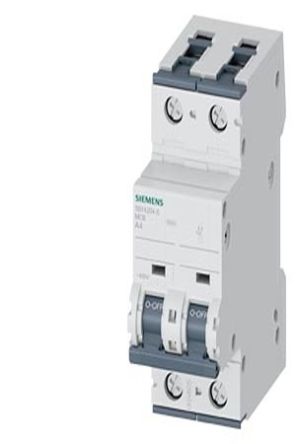 Siemens SENTRON 5SY Circuit Breaker, 2P, 4A, Type A, 440V AC, 60V DC, 35 kA Breaking Capacity