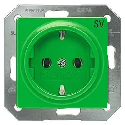 Siemens DELTA Green 1 Gang Plug Socket, 16A, Schuko