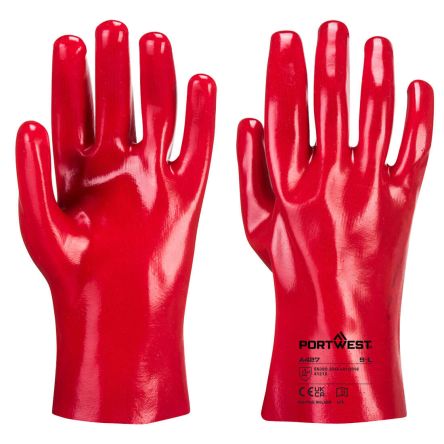 Portwest A427 Red Polyester Abrasion Resistant, Chemical Resistant, Extra Grip, Tear Resistant, Waterproof Work Gloves,