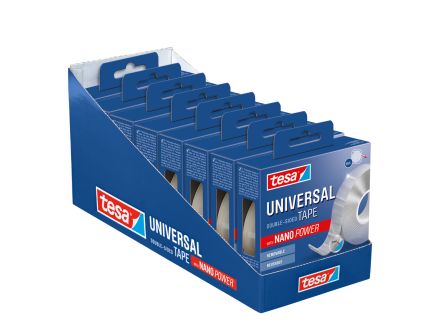 Tesa 55810 Transparent Double Sided Tape, 0.002mm Thick, 5 kg/m, Acrylic Backing, 30mm x 3m