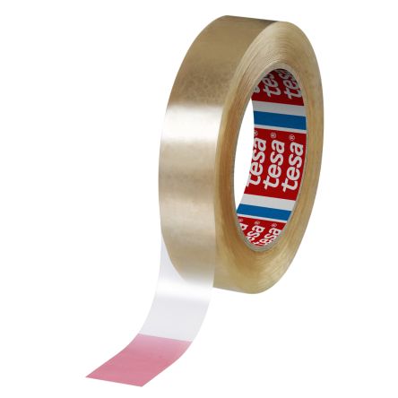 Tesa 51903-00002-00 Transparent Double Sided Tape, 0.086mm Thick, 3 N/cm, PVC Film Backing, 25mm x 66m