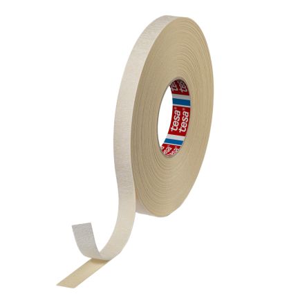 Tesa 04954-00035-00 White Double Sided Tape, 0.43mm Thick, 5.7 N/cm, Cloth Backing, 19mm x 50m