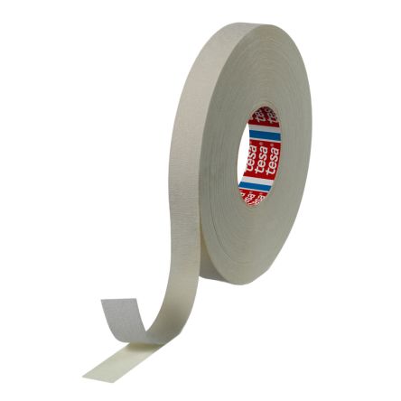 Tesa 04974-00082-00 White Double Sided Tape, 0.38mm Thick, 5 N/cm, Cloth Backing, 25mm x 50m