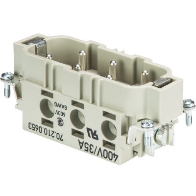 Wieland Male Insert, 35A, Male, 70 Series, 6 Contacts