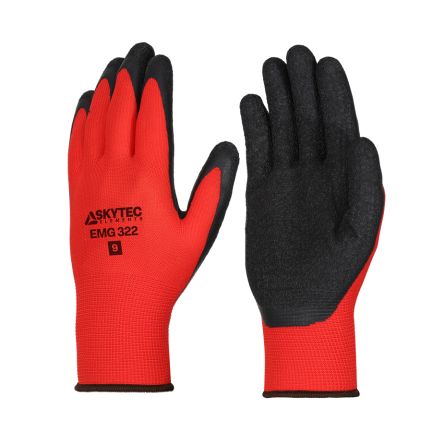 Skytec EMG322 Black/Red Polyester Grip and Abrasion Resistance, Oil Resistant, Wet Resistance Work Gloves, Size Small,