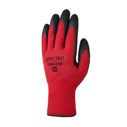 Skytec EMG258 Black/Red Polyester Grip and Abrasion Resistance, Oil Resistant, Wet Resistance Work Gloves, Size XXL,