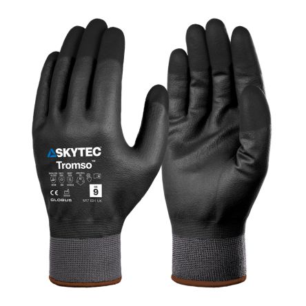 Skytec Tromso Black Acrylic, Nylon (Liner) Cold Resistant Work Gloves, Size Extra Small, Microporous Nitrile
