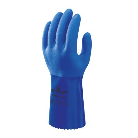 Showa KV660 Blue Kevlar Chemical Resistant, Cut Resistant Work Gloves, Size Medium, PVC Coating