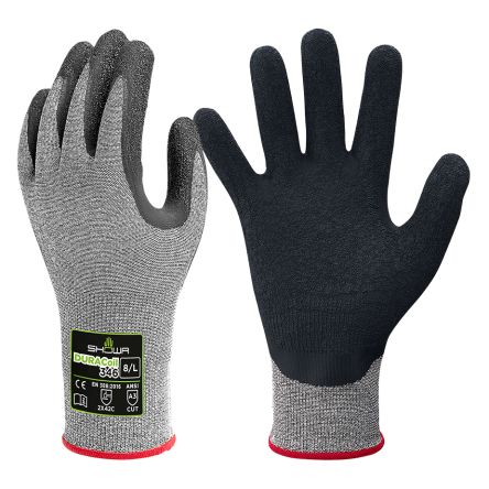Showa Duracoil 346 Grey 13 Gauge DuraCoil, HPPE, Polyester Abrasion Resistant, Cut Resistant Work Gloves, Size XXL,