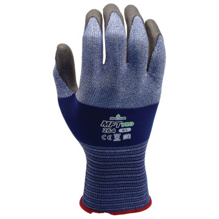 Showa KV660 Blue Kevlar Chemical Resistant, Cut Resistant Work Gloves, Size Large, PVC Coating
