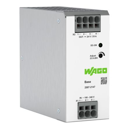 WAGO 2587 Power Supply, 240V ac ac Input, 24V dc dc Output, 5A Output