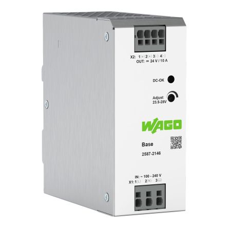 WAGO 2587 Power Supply, 240V ac ac Input, 24V dc dc Output, 10A Output