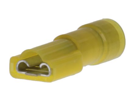 Molex 19606 Yellow Nylon Female Spade Connector, Quick Disconnect, 6.35 x 0.81mm Tab Size