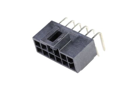 Molex 105314 Series Right Angle Through Hole PCB Header Pin, 12 Contact(s), 2.5mm Pitch, 2 Row(s), Shrouded