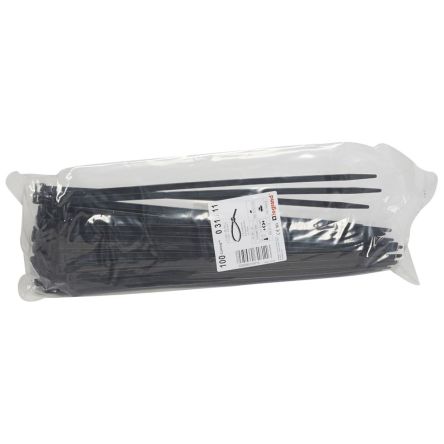 Legrand Cable Tie, Cable Ties, 360mm x 7.6 mm, Black Plastic, Pk-100units