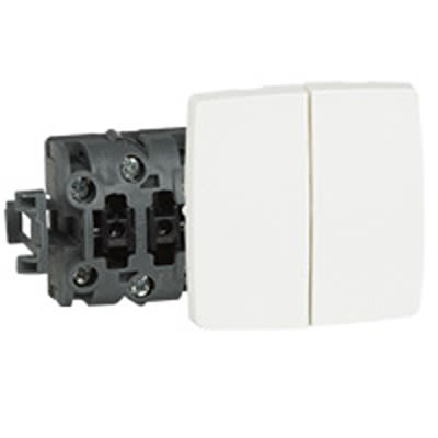 Legrand White Push Button Light Switch, 2 Way, 2 Gang, 0861