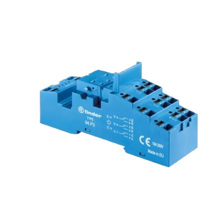 Finder 94 250V ac DIN Rail Relay Socket, for use with 55.33 Relay